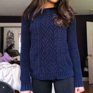 Navy Fisherman Knit Sweater